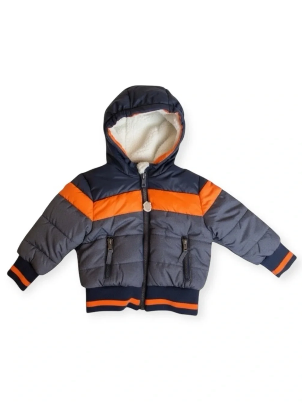 new Rothschild 𖠌 Striped Puffer Hoodie Jacket Parka 𖠌 Faux Sherpa 𖠌 Chambray - Picture 13 of 16